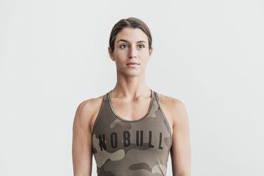 Nobull Racerback Women's Tank Tops Dark Camo | Australia (NI2517)